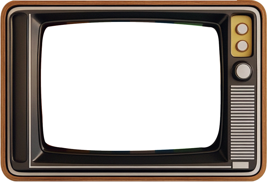 Video en la pantalla de una TV retro en un campo de flores